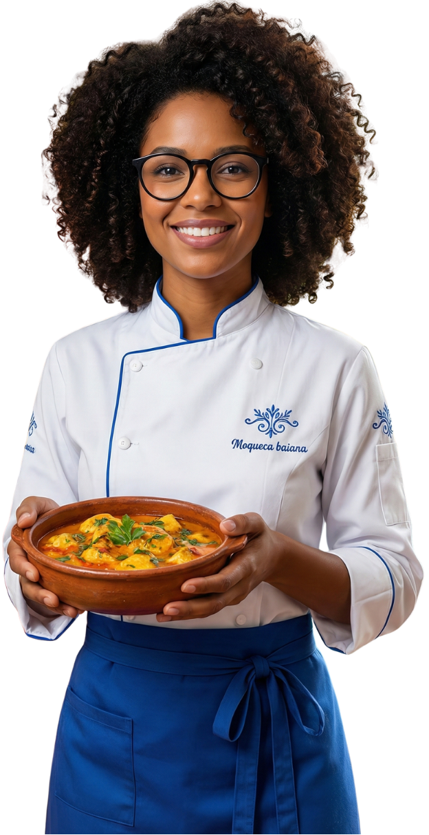 Chef sorrindo segurando um prato